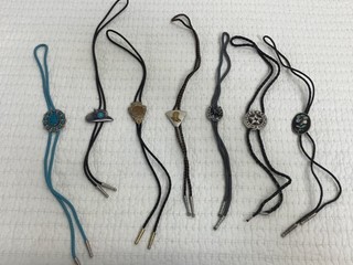 Lot of 7 Vintage Western Bolo Ties Assorted All Different