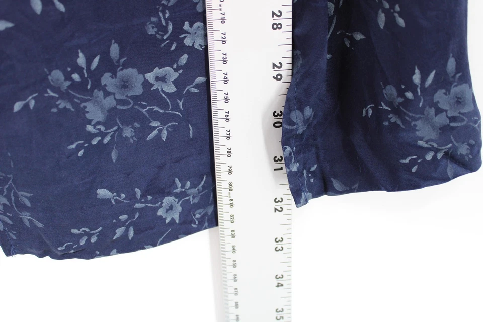 Vintage IZ California Dress Womens 7 Navy Blue Floral Slip Midi Made USA 90s - Image 3 of 4