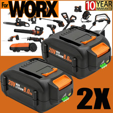 2PACK 8.0Ah For WORX 20V MAX 8AH Extend Lithium-Ion Battery WA3525 WA3575 WA3520