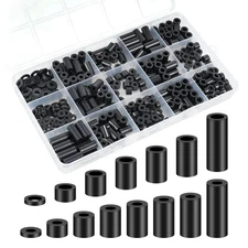 345 Pcs Black Nylon Outlet Spacers Kit - Non-Threaded Round Plastic Spacers for