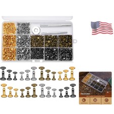 240 Set Double Cap Leather Rivets 4 Colors 3 Sizes