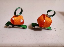 Homemade Ribbon Pumpkin Fall Barrettes Cute 1 1/4 inch