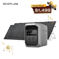 EcoFlow DELTA 3 Max Plus 2048Wh Portable Power Station with 2x220W Solar Panels