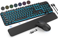 Wireless Keyboard and Mouse Backlit - Typewriter Keyboard with Magnetic Wrist...