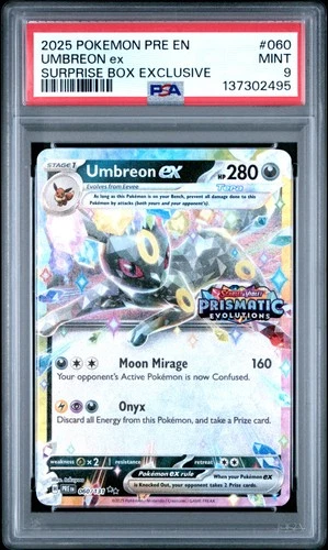 2025 POKEMON PRE EN-PRISMATIC EVOLUTIONS SURPRISE BOX EXCLUSIVE UMBREON EX PSA 9