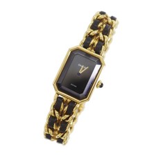 CHANEL Premiere Wristwatches L Gold Black Quartz Swiss JUNK AS IS #CW937