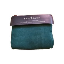 Vintage Ralph Lauren Polo King Fitted Sheet Cotton No Iron Dark Green USA