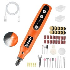 Mini Cordless Rotary Tool Kit - 5-Speed, 3.7V Power Supply with LED Orange