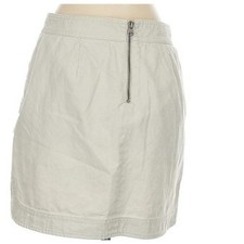 J Crew Canvas Mini Skirt Zip Front Pockets Khaki Tan Linen Blend Size 2 W26-27