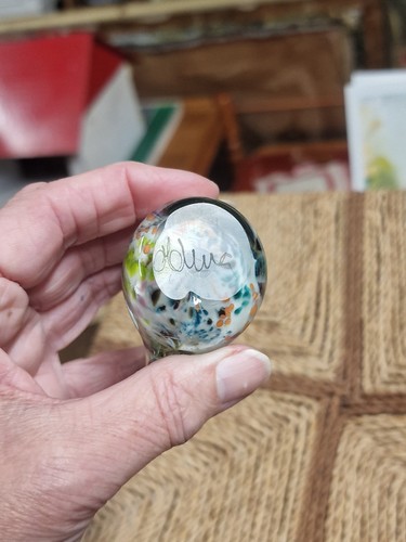 Vintage Signed Mdina Glass Bird Paperweight, Maltese Art Glass, Wood Grain (photo 5)