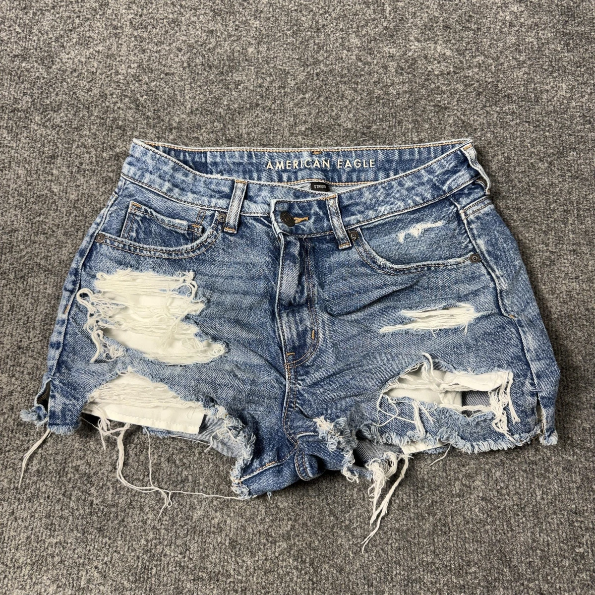 Short en jean American Eagle délavé léger, taille basse, vintage des années 2000, taille 3 - France Short en jean American Eagle délavé léger, taille basse, vintage des années 2000, taille 3 - France
