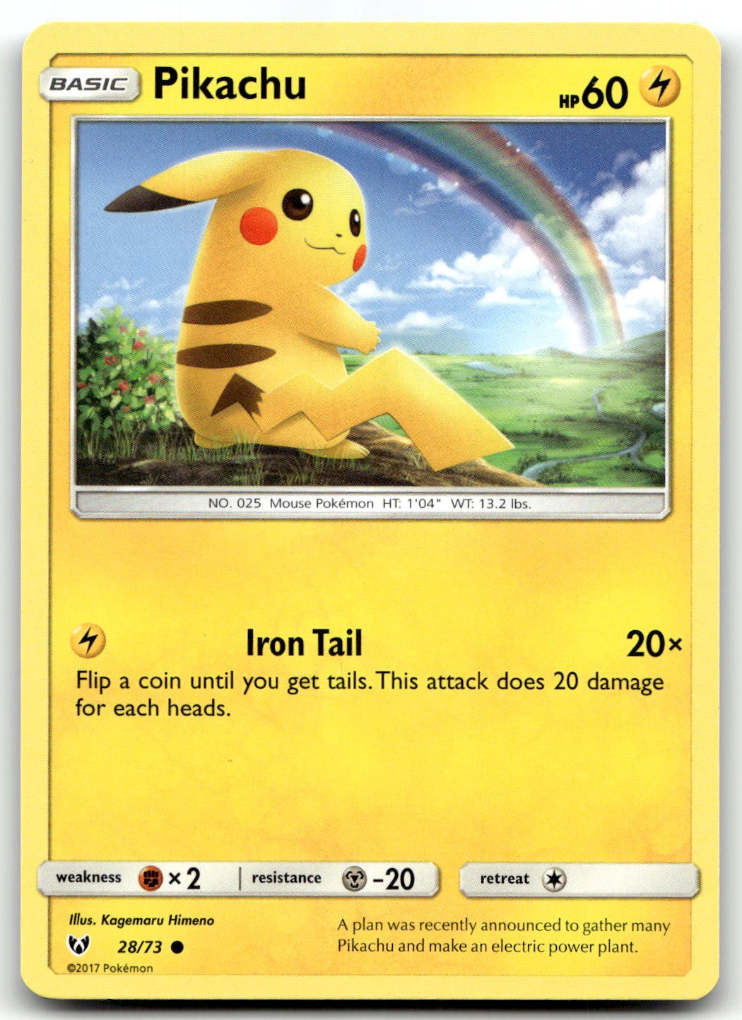 Pikachu 28/73 Shining Legends Common Unlimited Pokemon TCG NM