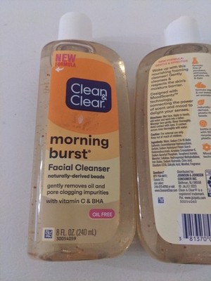 Clean & Clear Morning Burst Facial Cleanser Vitamin C BHA Oil Free 8oz (2 Pack)
