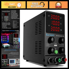 Adjustable 0-30V 10A DC Power Supply, High Precision LED Display, USB Port, Benc