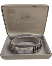 Scherrer Paris Quartz Watch Silver Tone Rectangular Case With Box