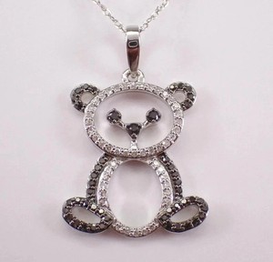 Authentic Teddy Pendant Free Chain 1.5Ct Round Lab Created Diamond 14K White Gold Plated