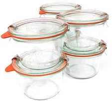 741 - 0.25 Liter Mold Jars with Lids - 6 Rings and 12 Clamps