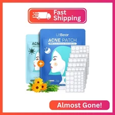 LitBear Acne Pimple Patches- Day and Night 4 Sizes 180 Dots Thin & Thick Hydroco