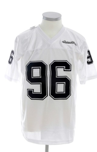 RICAMO Uomo Bianco Maglia Da Football Americano NFL Maglia Di Seta T-shirt  | eBay