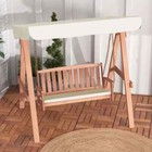 Wood Porch Swing Chair with Canopy, Cushions & A-Frame Garden Bench