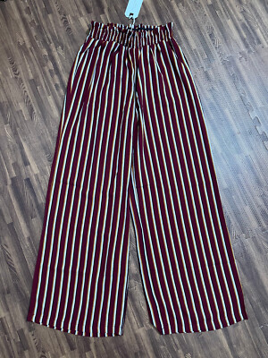 Day to Day Blu Pepper Women s Multi-Colored Striped Loose Pants Size M