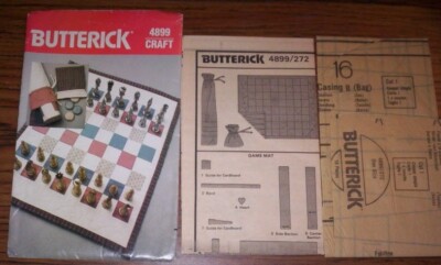 Vintage Butterick Checkerboard, Chess or Backgammon Game Mat Pattern & Two Bags