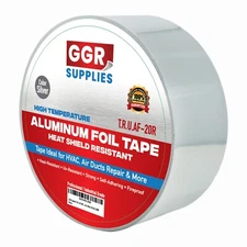 T.R.U. AF Heat Shield Resistant Aluminum Foil Tape HVAC: 2in x 50yds (Pack of 2)