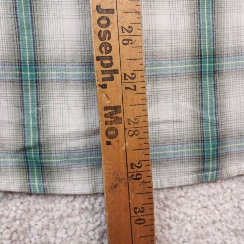 Vtg Wrangler Wrancher Men's Medium Western Wear Pearl Snap Plaid Turquoise Shirt - Picture 8 of 9