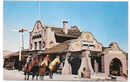 1950s Rhyolite Railroad Depot Nevada Postcard Roadside Vintage Ghost Town Horse - Picture 1 of 3