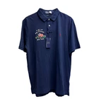 Polo Ralph Lauren Short Sleeve Weathered Navy Blue Embroidered Flag Mesh $125