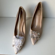 Hang Hui Women  s Light Beige Bridal Shoes/heels Or Brides Maid For Evening SZ:9