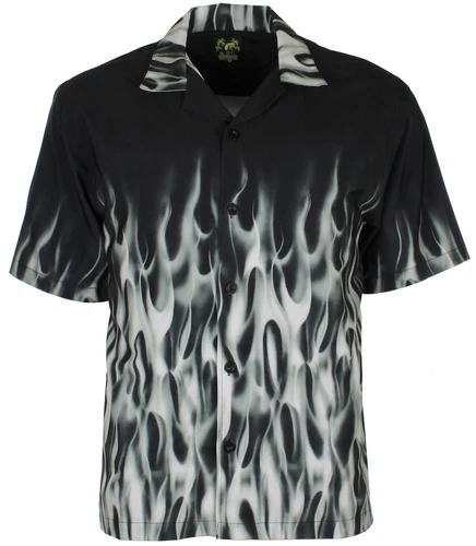 Benny's Silver Flames Bowling Shirt - Picture 1 of 2