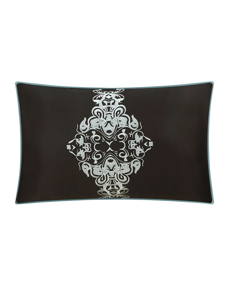 Nanshing Arabesque Moroccan Damask 8-Pc. Comforter Set - QUEEN - Black / Blue - Image 4 of 4