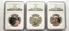 1968-S, 1969-S, 1970-S Kennedy Half Dollars NGC PF67