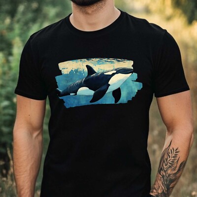 Herren T-Shirt Orca Wahl Meer Motiv Baumwolle Größe XS bis 5XL