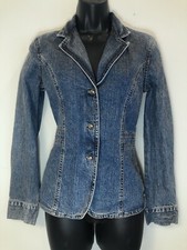 Vintage Y2K DKNY Jeans Blue Denim Jean Blazer Jacket Size S