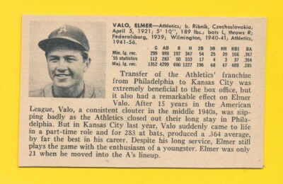 REGIONAL KC ISSUE ELMER VALO 1956 HAND CUT BLANK BACK UNCREASED EX-MT TPHLC-3891