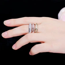 Fashion Yellow Gold Plated Cubic Zircon Women Engagement Wedding Love Snake Ring