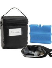 Zohzo Breastmilk Cooler Bag Black - Insulated with Ice Pack  Wet/Dry Bag