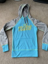 Nike Hoodie Blue Gray Pullover Swoosh Logo Women s XS Excellent Condition