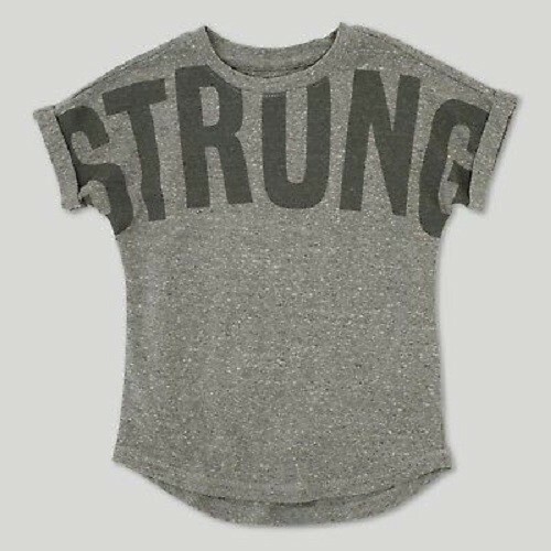 Afton Street "Strong" T-Shirt, Trend Cuffed Sleeve Tee Heather Gray 18M - New - Picture 1 of 5