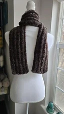 New Handmade Alpaca Wool Blend Chocolate Brown Ribbed Scarf 5x64 in Soft Warm