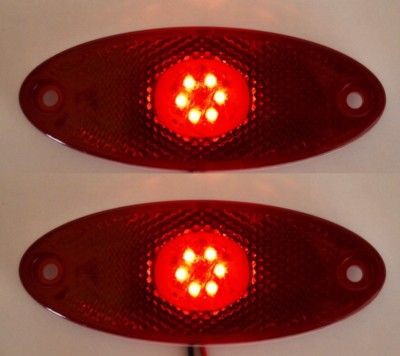 2x Oval Red LED Side Marker Lights For Truck, Trailer, Camper, Bus, Lorry – 12V