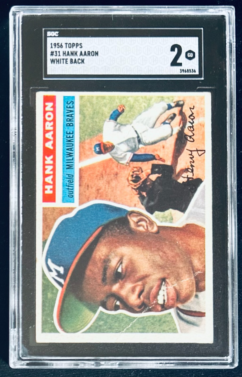 1956 Topps Hank Aaron SGC 2 GD 31 White Back Baseball Card eBay