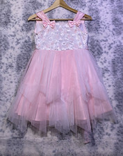 Jona Michelle Girls Pink Spring/Summer Flowy Tie Back Dress Size 7 FREE S H