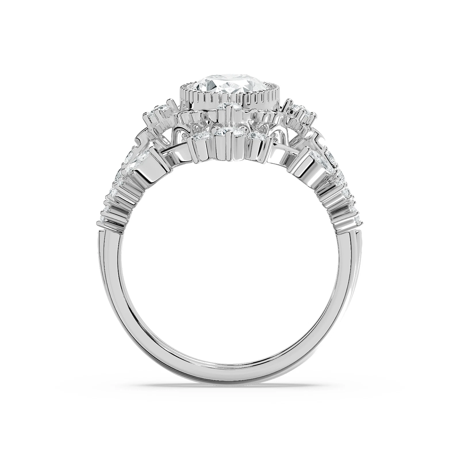 2.10 ct igi certified oval cut lab grown diamond engagement wedding ring set image-3