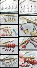 Cute Handmade Knitting Crochet Stitch Knit Markers Clips holders Set Of 5