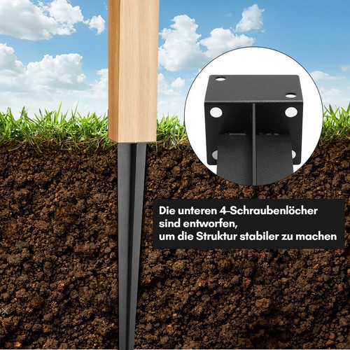 2-8x Bodenhülse Pfostenträger Einschlagbodenhülse Eisen Pfosten-Träger Erdanker - Bild 4 von 11