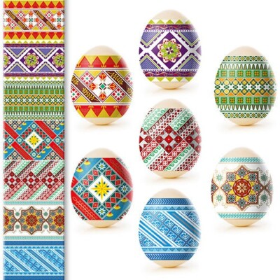 Easter Egg Wraps Traditional Style Heat Shrink Sleeves Decoration for 7 Eggs