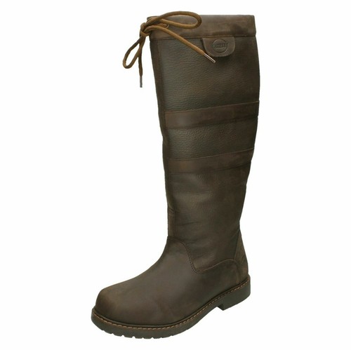 Ladies Catesby 'Stratford II' Oak Brown Leather Knee High Waterproof Boots - Picture 1 of 18